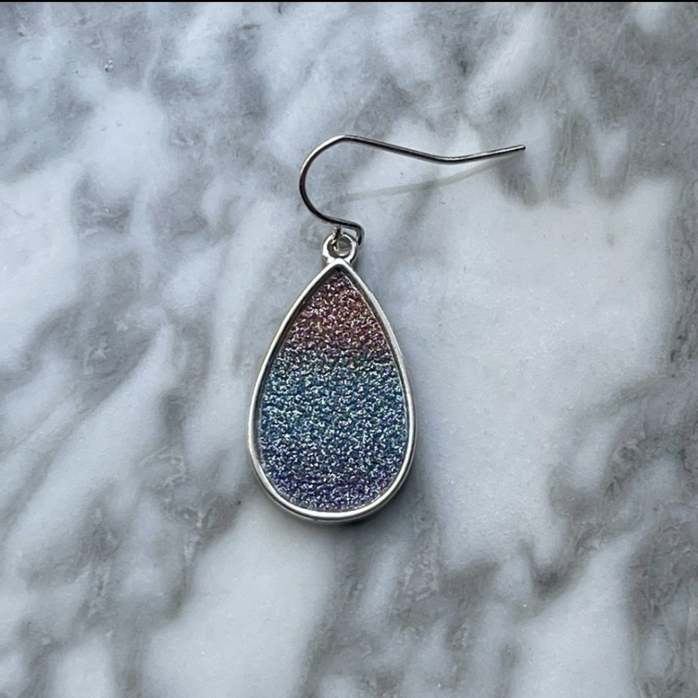 Glitter Mermaid Tear Drop Earrings - Picture 2 of 5
